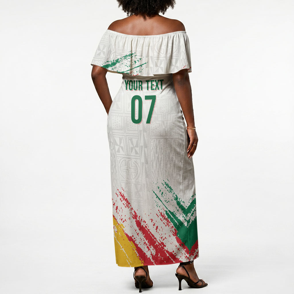 Cameroon Les Lionnes Indomptables Football Custom Off Shoulder Maxi Dress Toghu Pattern