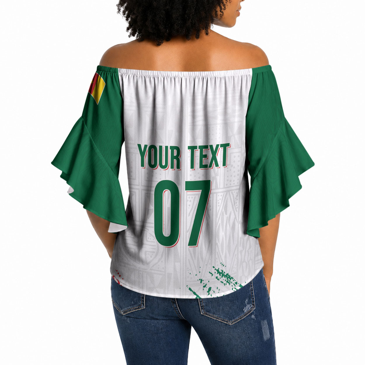 Cameroon Les Lionnes Indomptables Football Custom Off Shoulder Wrap Waist Top Toghu Pattern