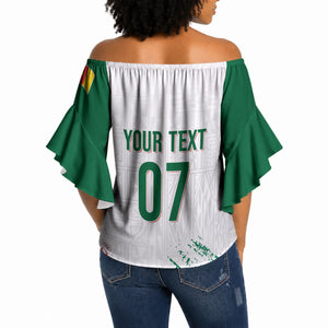 Cameroon Les Lionnes Indomptables Football Custom Off Shoulder Wrap Waist Top Toghu Pattern