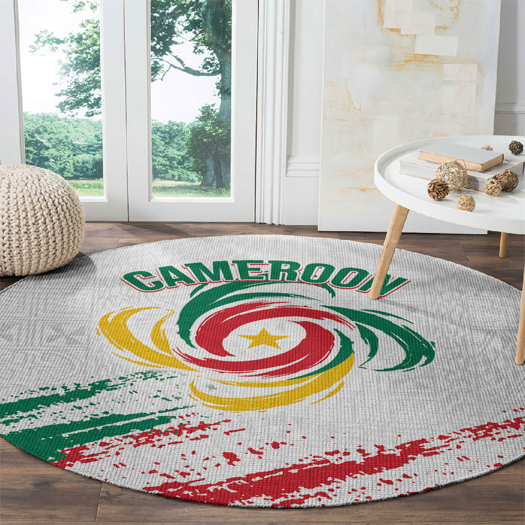 Cameroon Les Lionnes Indomptables Football Round Carpet Toghu Pattern