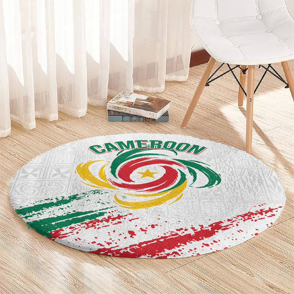 Cameroon Les Lionnes Indomptables Football Round Carpet Toghu Pattern