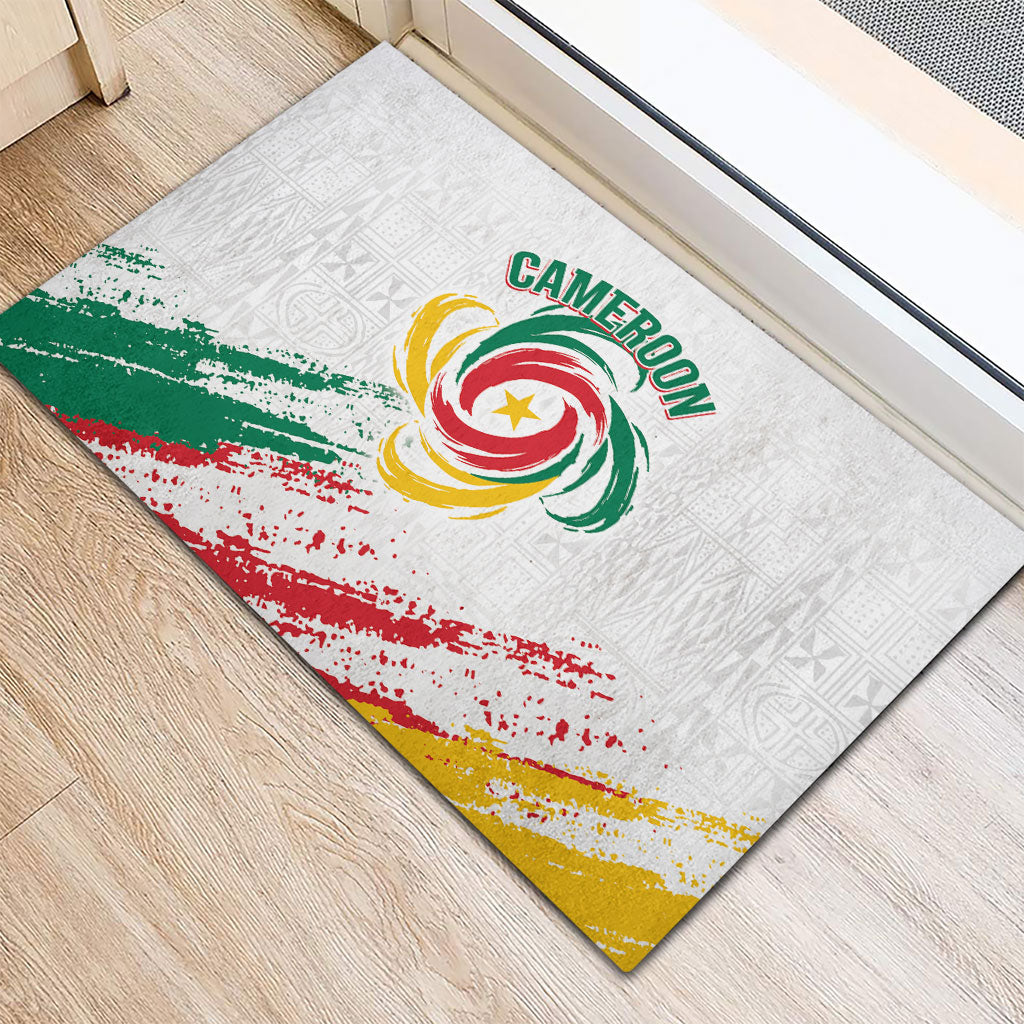 Cameroon Les Lionnes Indomptables Football Rubber Doormat Toghu Pattern