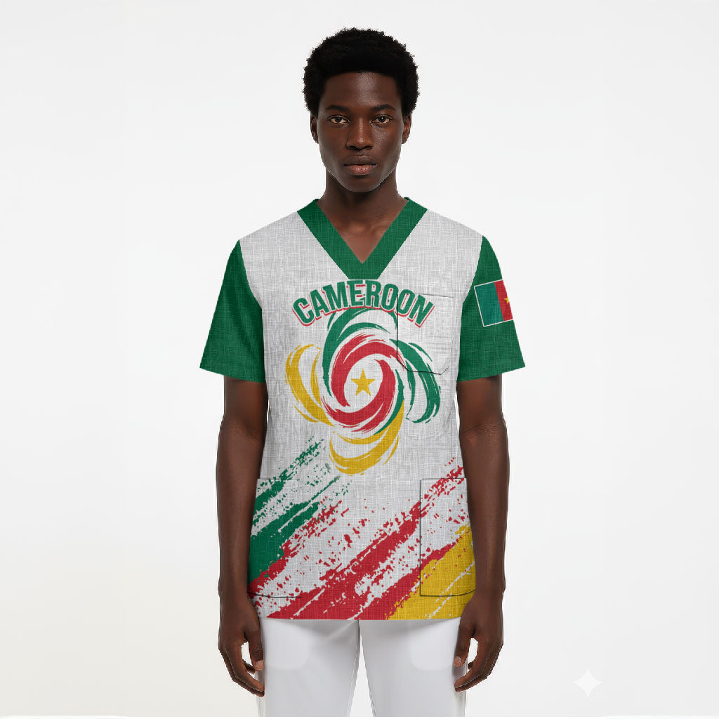 Cameroon Les Lionnes Indomptables Football Custom Scrub Top Toghu Pattern