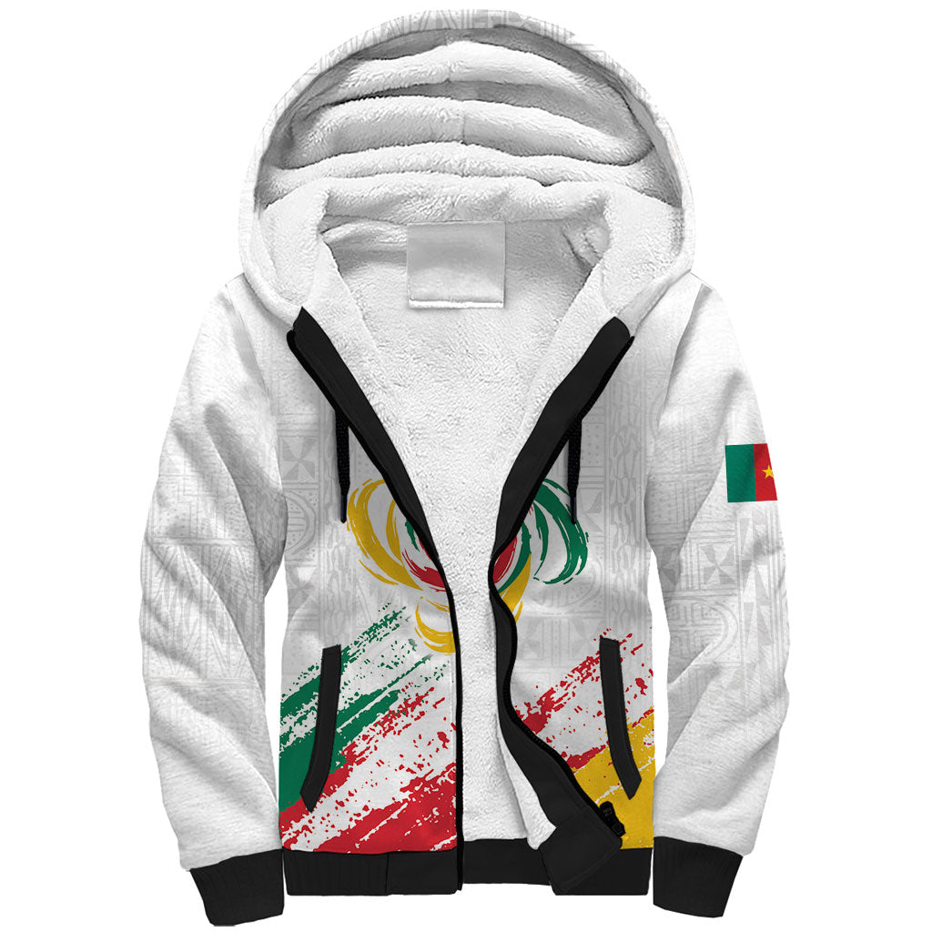 Cameroon Les Lionnes Indomptables Football Custom Sherpa Hoodie Toghu Pattern