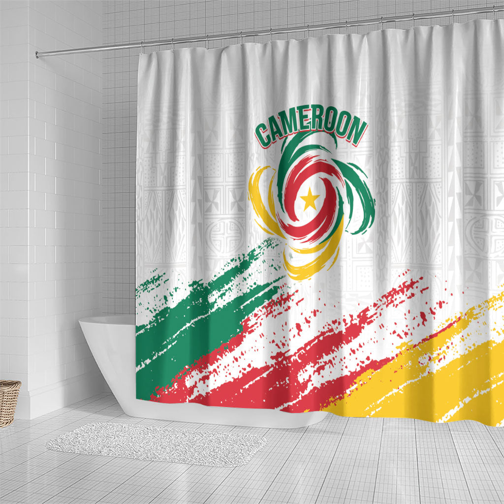 Cameroon Les Lionnes Indomptables Football Shower Curtain Toghu Pattern