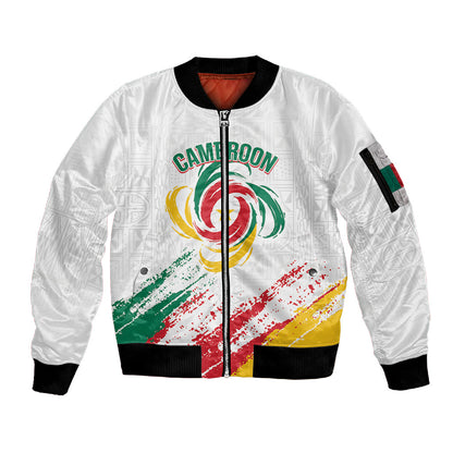 Cameroon Les Lionnes Indomptables Football Custom Sleeve Zip Bomber Jacket Toghu Pattern
