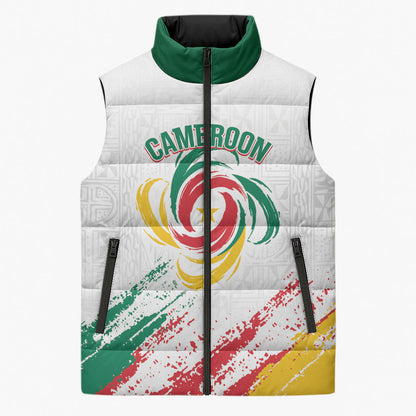 Cameroon Les Lionnes Indomptables Football Custom Sleeveless Puffer Jacket Toghu Pattern