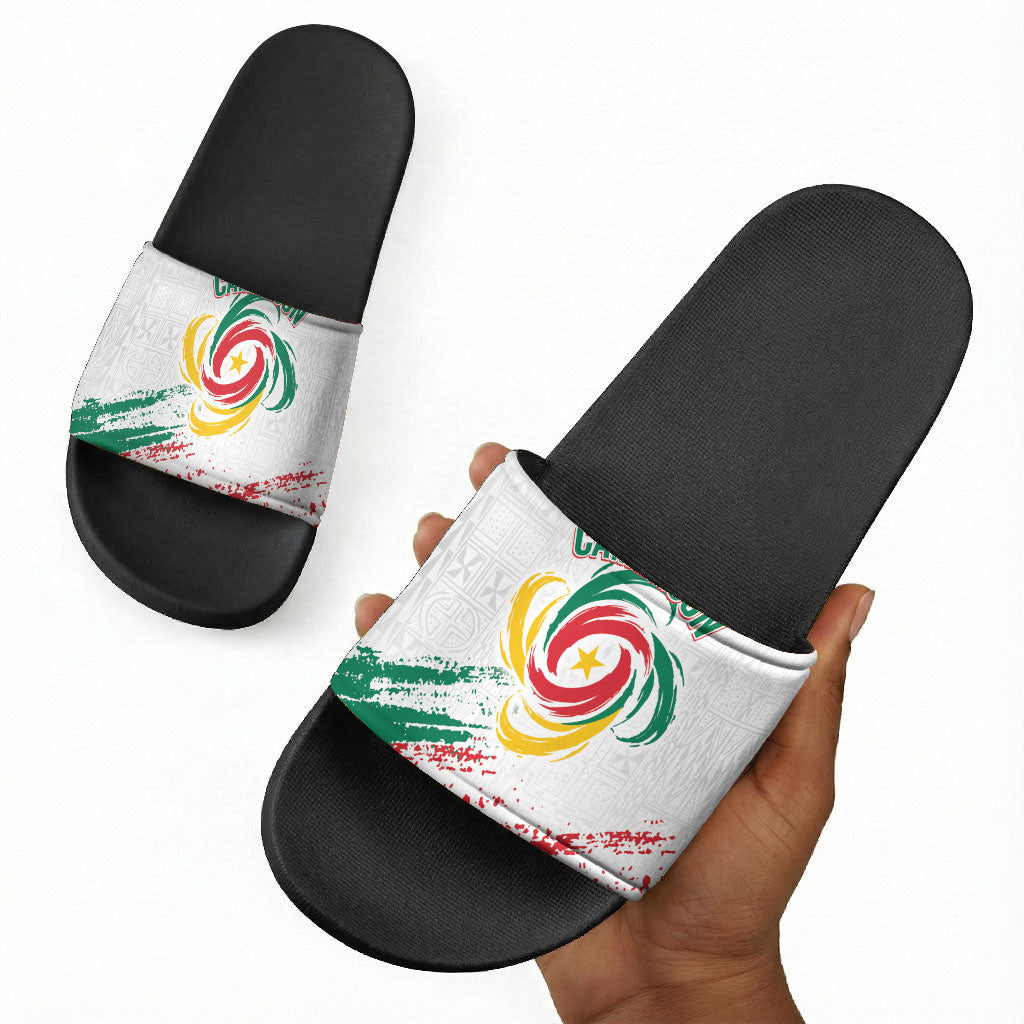 Cameroon Les Lionnes Indomptables Football Slide Sandals Toghu Pattern