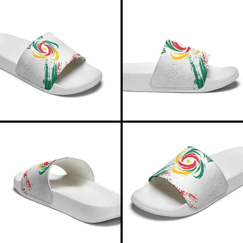 Cameroon Les Lionnes Indomptables Football Slide Sandals Toghu Pattern
