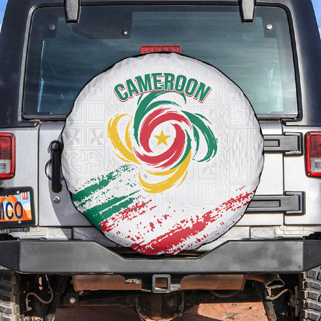 Cameroon Les Lionnes Indomptables Football Spare Tire Cover Toghu Pattern