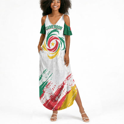 Cameroon Les Lionnes Indomptables Football Custom Summer Maxi Dress Toghu Pattern