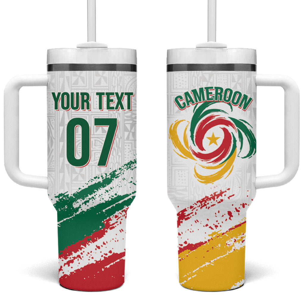 Cameroon Les Lionnes Indomptables Football Custom Tumbler With Handle Toghu Pattern