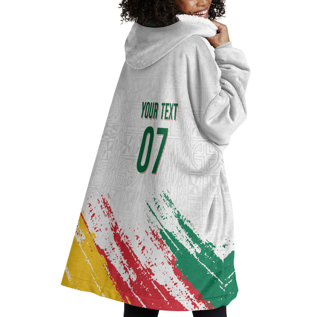 Cameroon Les Lionnes Indomptables Football Custom Wearable Blanket Hoodie Toghu Pattern
