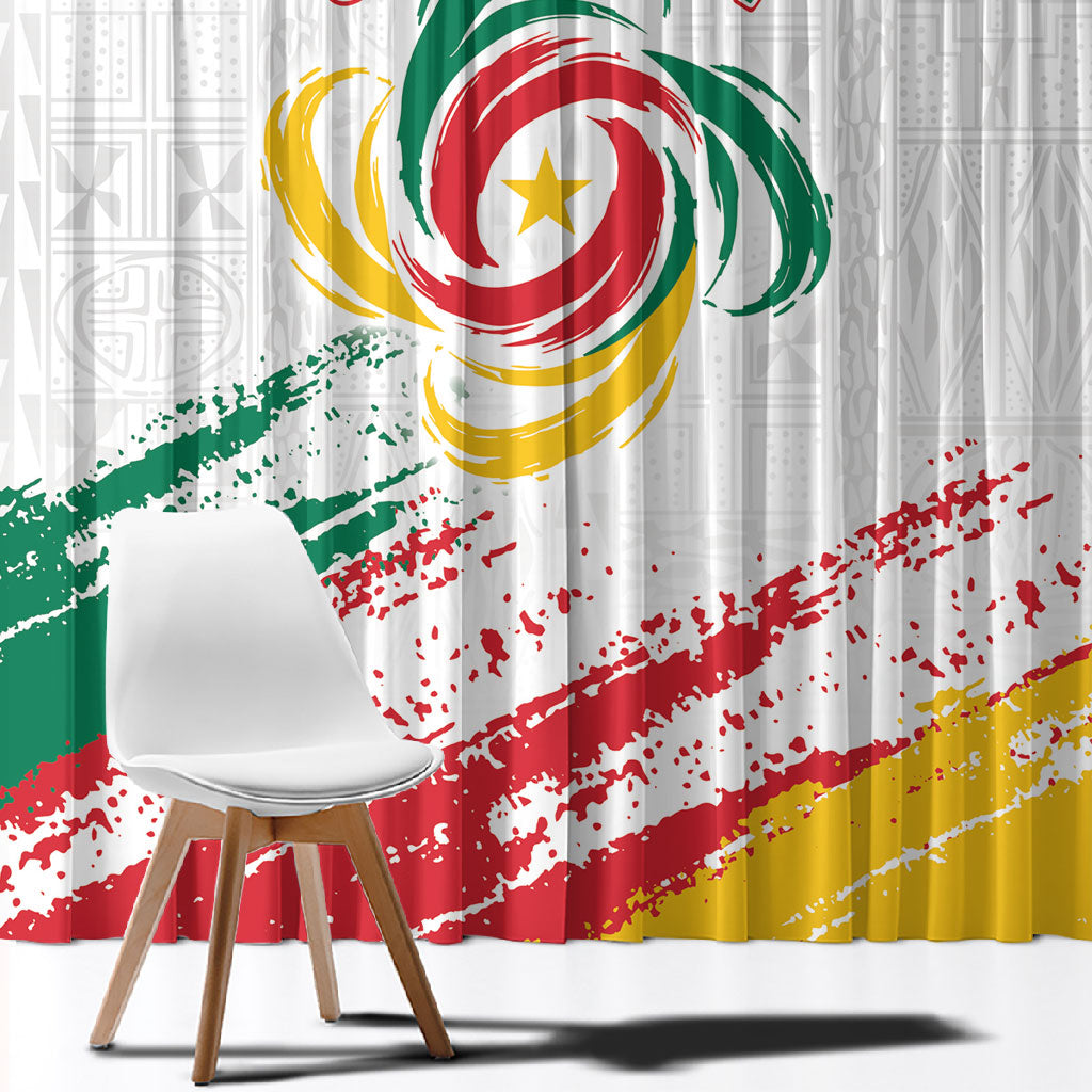 Cameroon Les Lionnes Indomptables Football Window Curtain Toghu Pattern