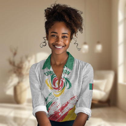 Cameroon Les Lionnes Indomptables Football Custom Women Casual Shirt Toghu Pattern