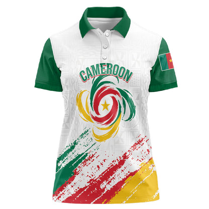 Cameroon Les Lionnes Indomptables Football Custom Women Polo Shirt Toghu Pattern