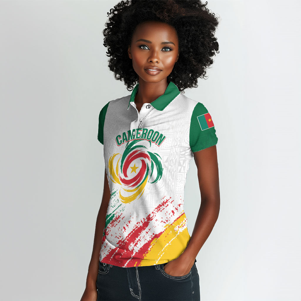 Cameroon Les Lionnes Indomptables Football Custom Women Polo Shirt Toghu Pattern