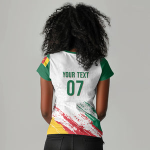Cameroon Les Lionnes Indomptables Football Custom Women V-Neck T-Shirt Toghu Pattern