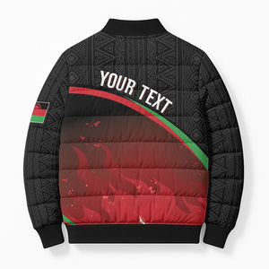 Malawi Football Personalized Blazing Fires Bomber Puffer Jacket Scorchers Fighting