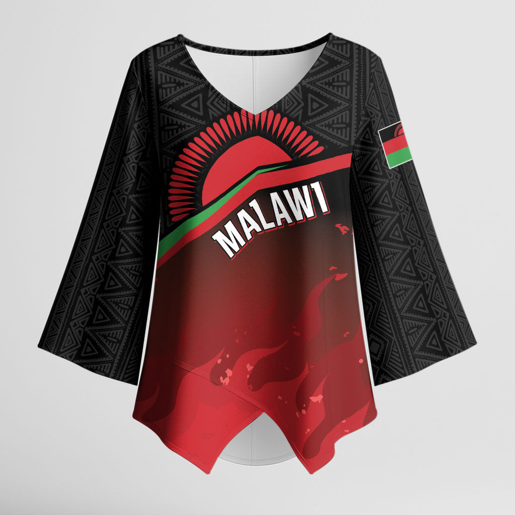 Malawi Football Personalized Blazing Fires Kimono Sleeve Blouse Scorchers Fighting