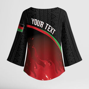 Malawi Football Personalized Blazing Fires Kimono Sleeve Blouse Scorchers Fighting