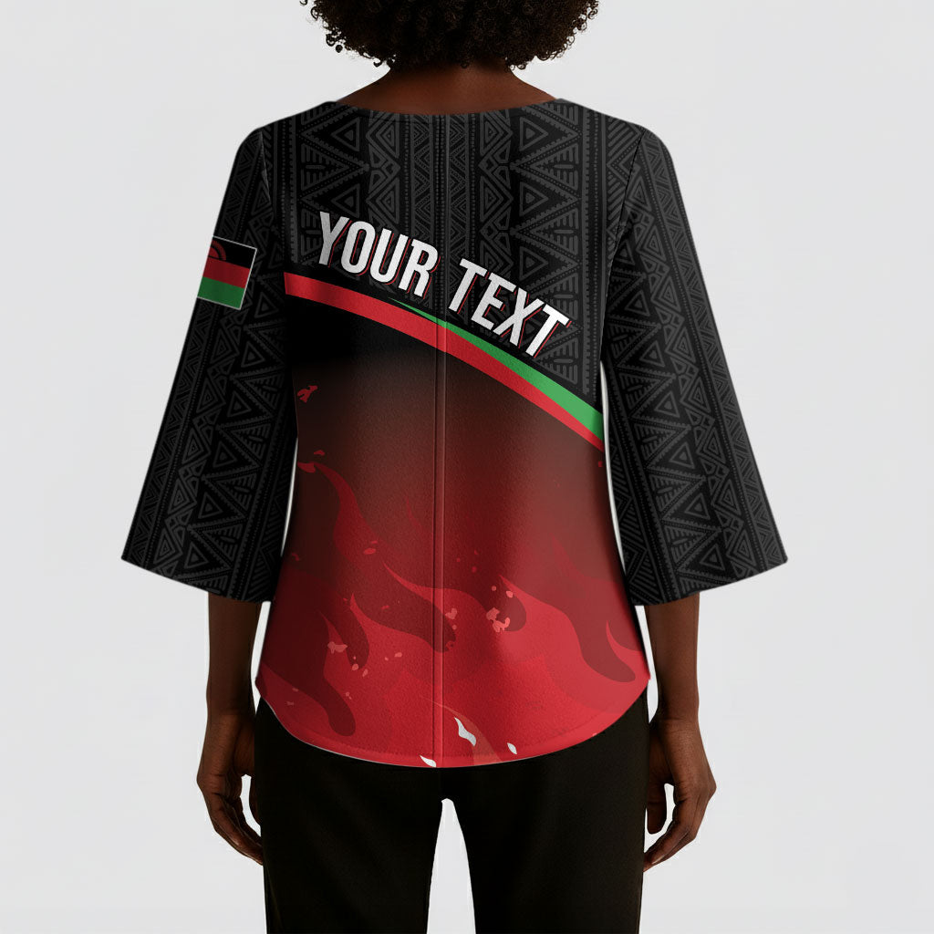 Malawi Football Personalized Blazing Fires Kimono Sleeve Blouse Scorchers Fighting
