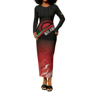 Malawi Football Personalized Blazing Fires Long Sleeve Bodycon Dress Scorchers Fighting
