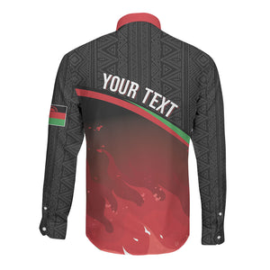 Malawi Football Personalized Blazing Fires Long Sleeve Button Shirt Scorchers Fighting