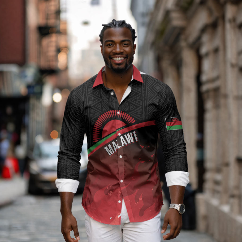 Malawi Football Personalized Blazing Fires Long Sleeve Button Shirt Scorchers Fighting