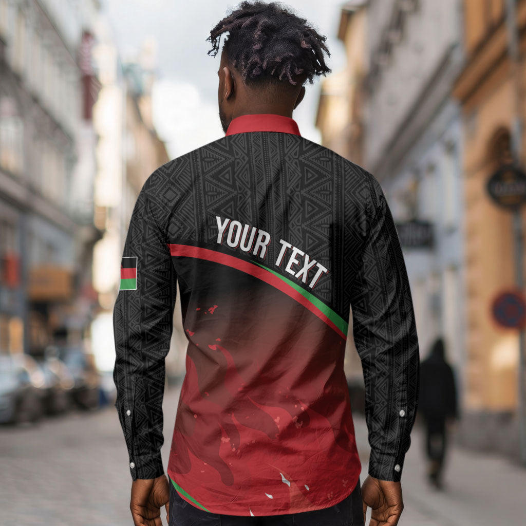 Malawi Football Personalized Blazing Fires Long Sleeve Button Shirt Scorchers Fighting