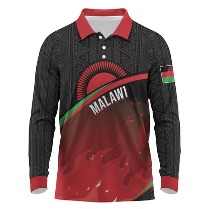 Malawi Football Personalized Blazing Fires Long Sleeve Polo Shirt Scorchers Fighting