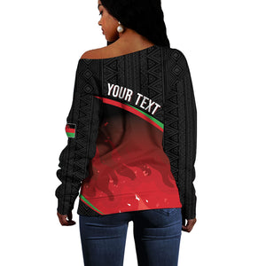 Malawi Football Personalized Blazing Fires Off Shoulder Sweater Scorchers Fighting