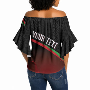 Malawi Football Personalized Blazing Fires Off Shoulder Wrap Waist Top Scorchers Fighting