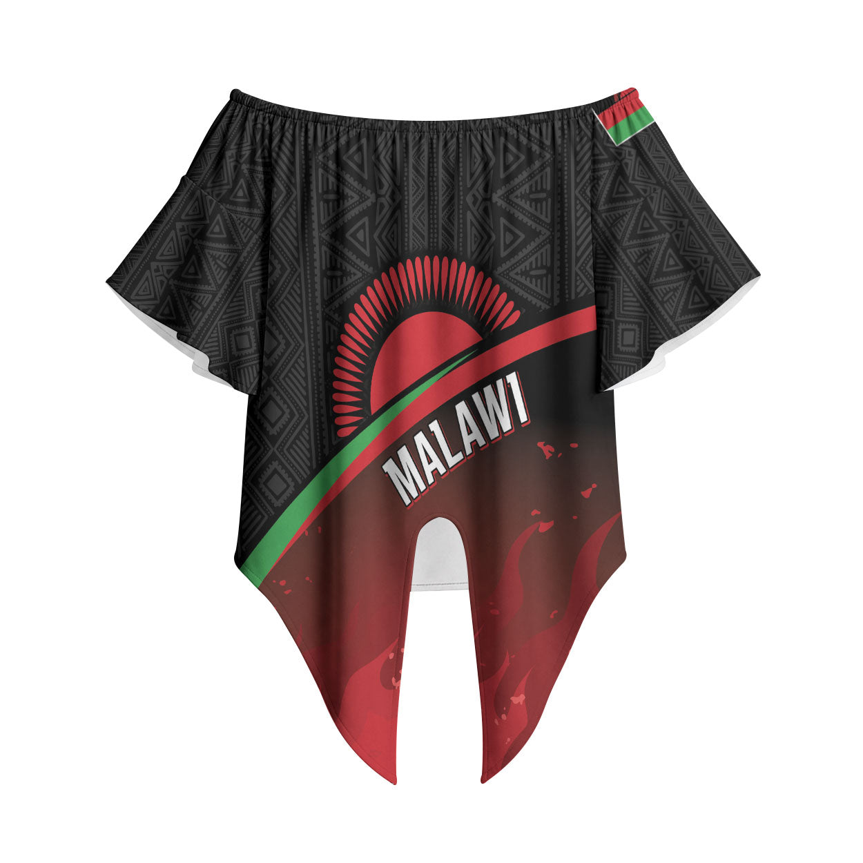 Malawi Football Personalized Blazing Fires Off Shoulder Wrap Waist Top Scorchers Fighting