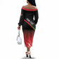 Malawi Football Personalized Blazing Fires Off The Shoulder Long Sleeve Dress Scorchers Fighting