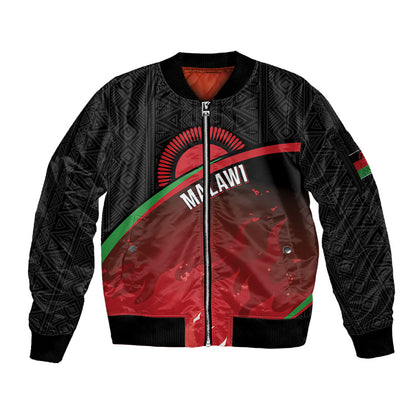 Malawi Football Personalized Blazing Fires Sleeve Zip Bomber Jacket Scorchers Fighting