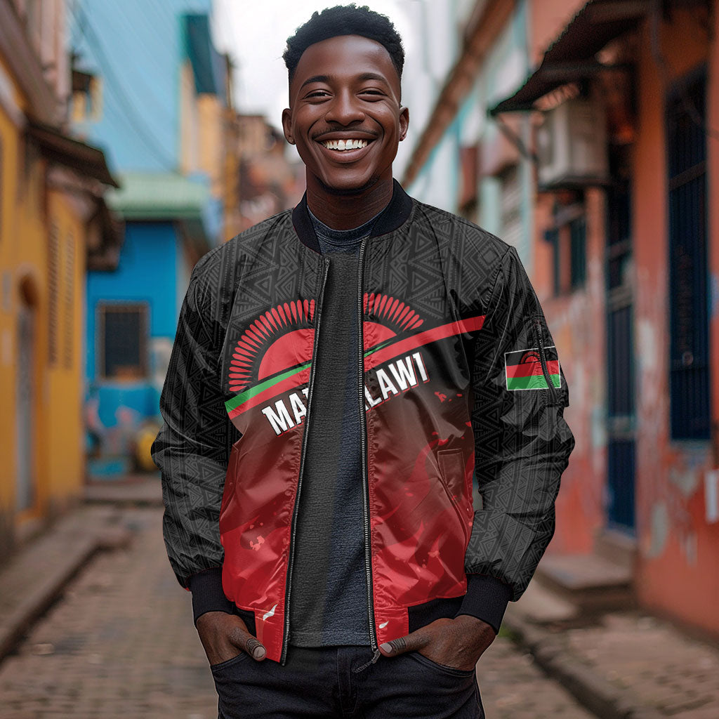Malawi Football Personalized Blazing Fires Sleeve Zip Bomber Jacket Scorchers Fighting