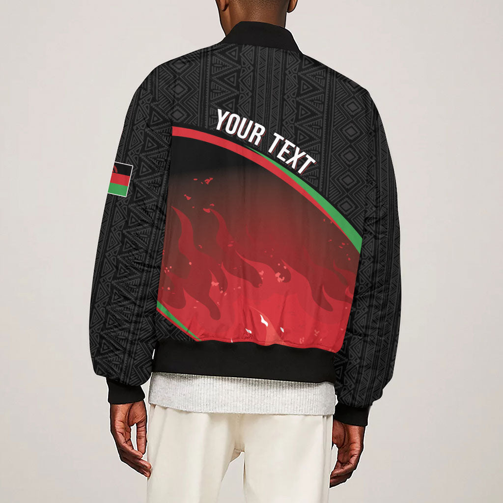 Malawi Football Personalized Blazing Fires Sleeve Zip Bomber Jacket Scorchers Fighting