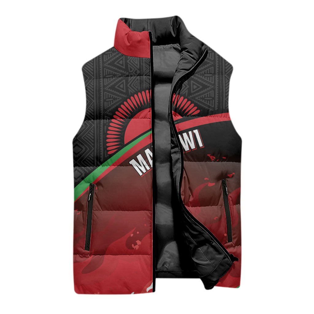 Malawi Football Personalized Blazing Fires Sleeveless Puffer Jacket Scorchers Fighting
