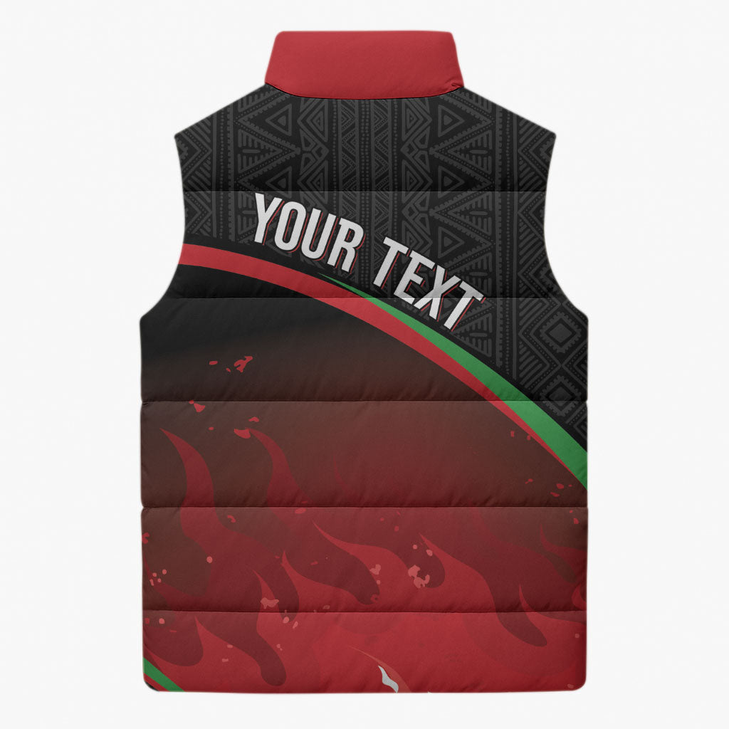 Malawi Football Personalized Blazing Fires Sleeveless Puffer Jacket Scorchers Fighting