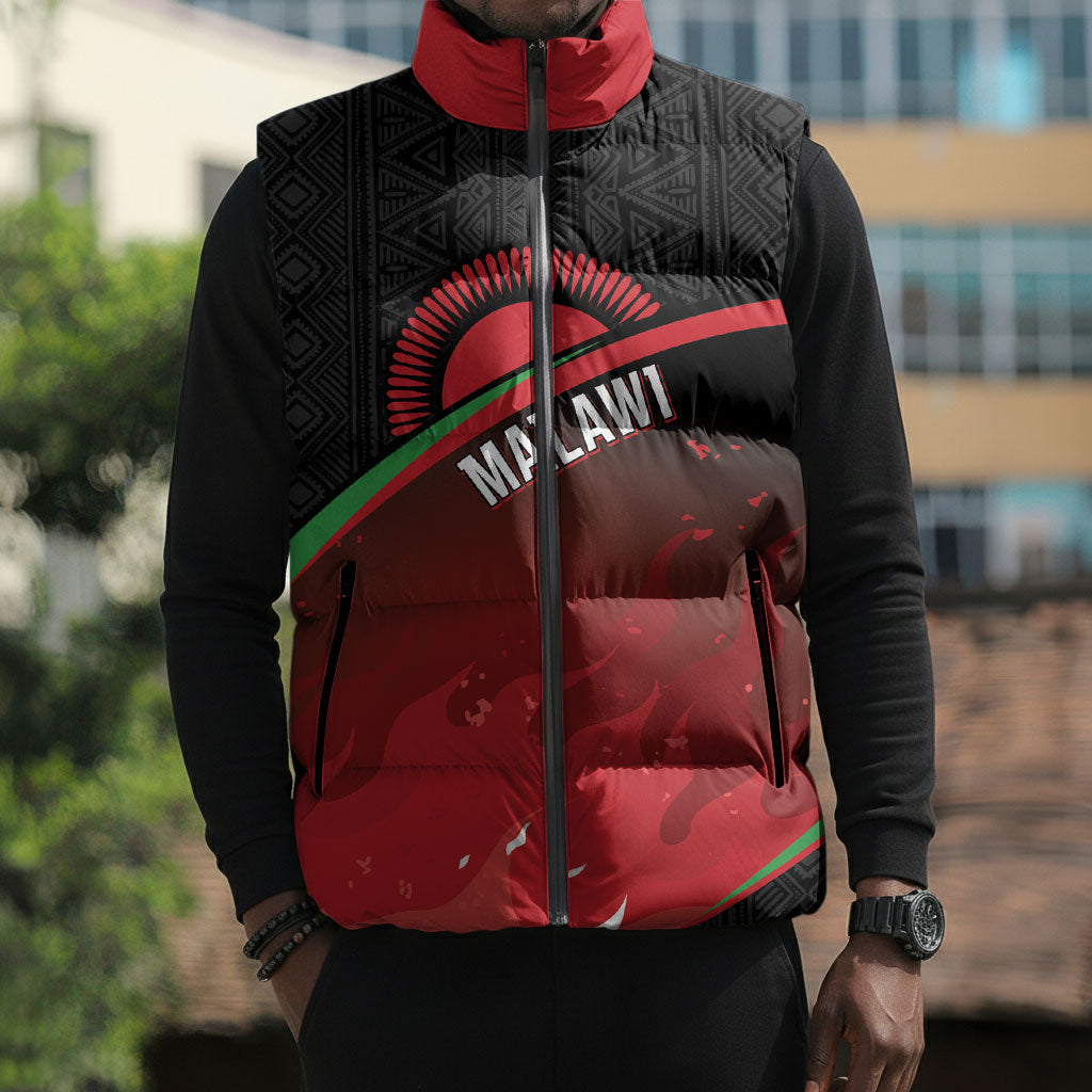 Malawi Football Personalized Blazing Fires Sleeveless Puffer Jacket Scorchers Fighting