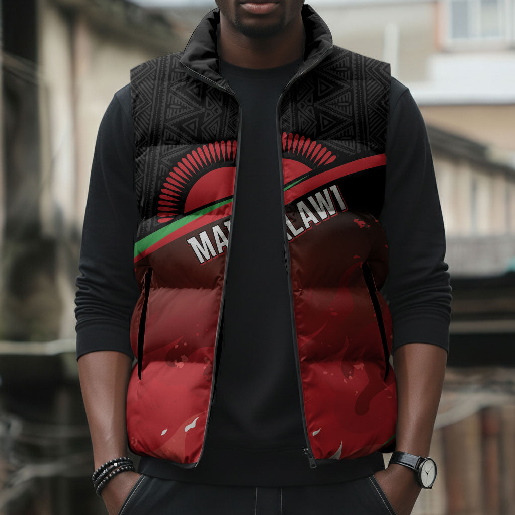 Malawi Football Personalized Blazing Fires Sleeveless Puffer Jacket Scorchers Fighting