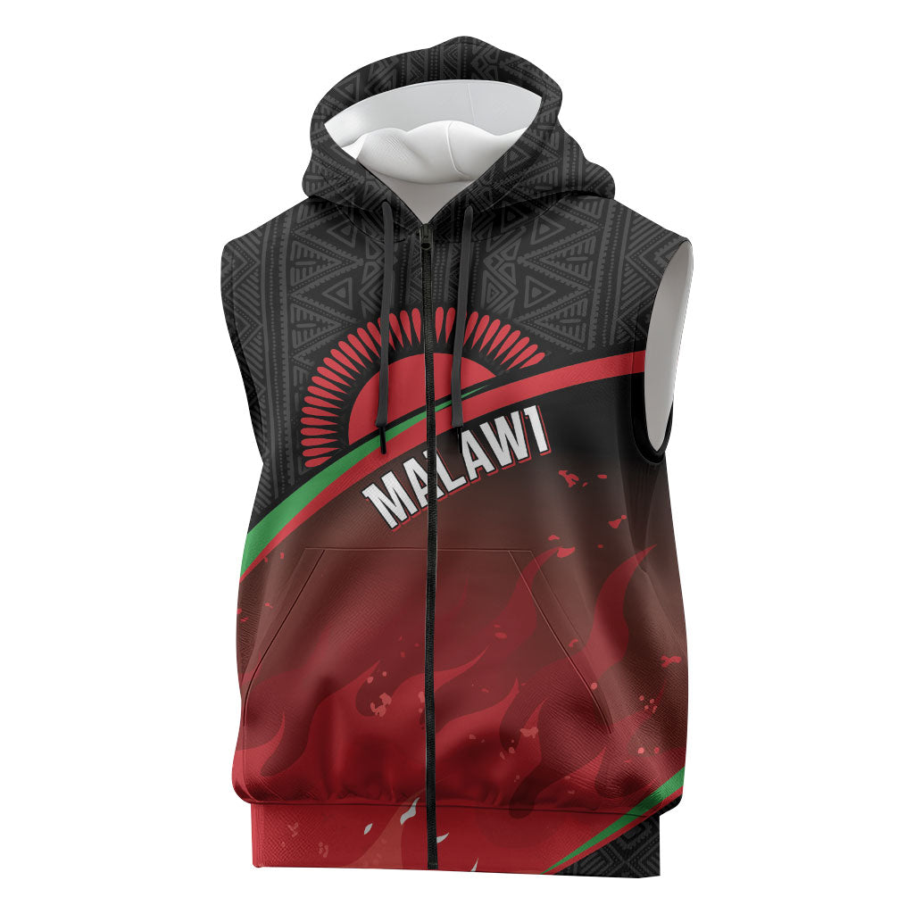 Malawi Football Personalized Blazing Fires Sleeveless Zip Hoodie Scorchers Fighting