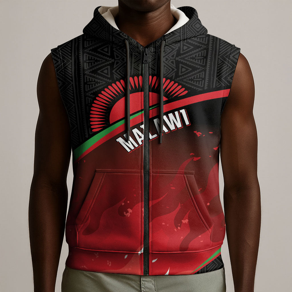 Malawi Football Personalized Blazing Fires Sleeveless Zip Hoodie Scorchers Fighting