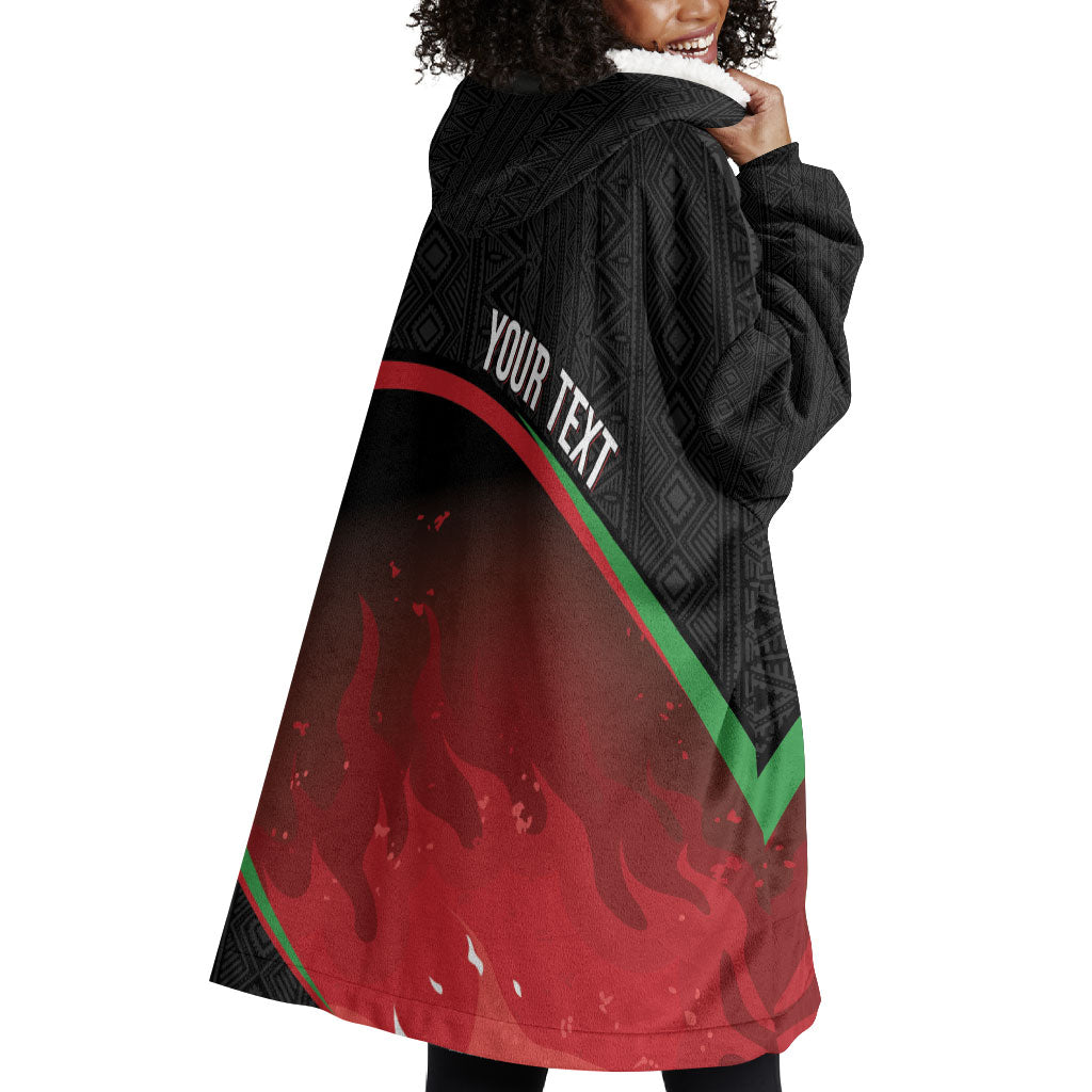 Malawi Football Personalized Blazing Fires Wearable Blanket Hoodie Scorchers Fighting