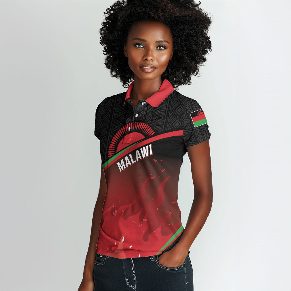 Malawi Football Personalized Blazing Fires Women Polo Shirt Scorchers Fighting