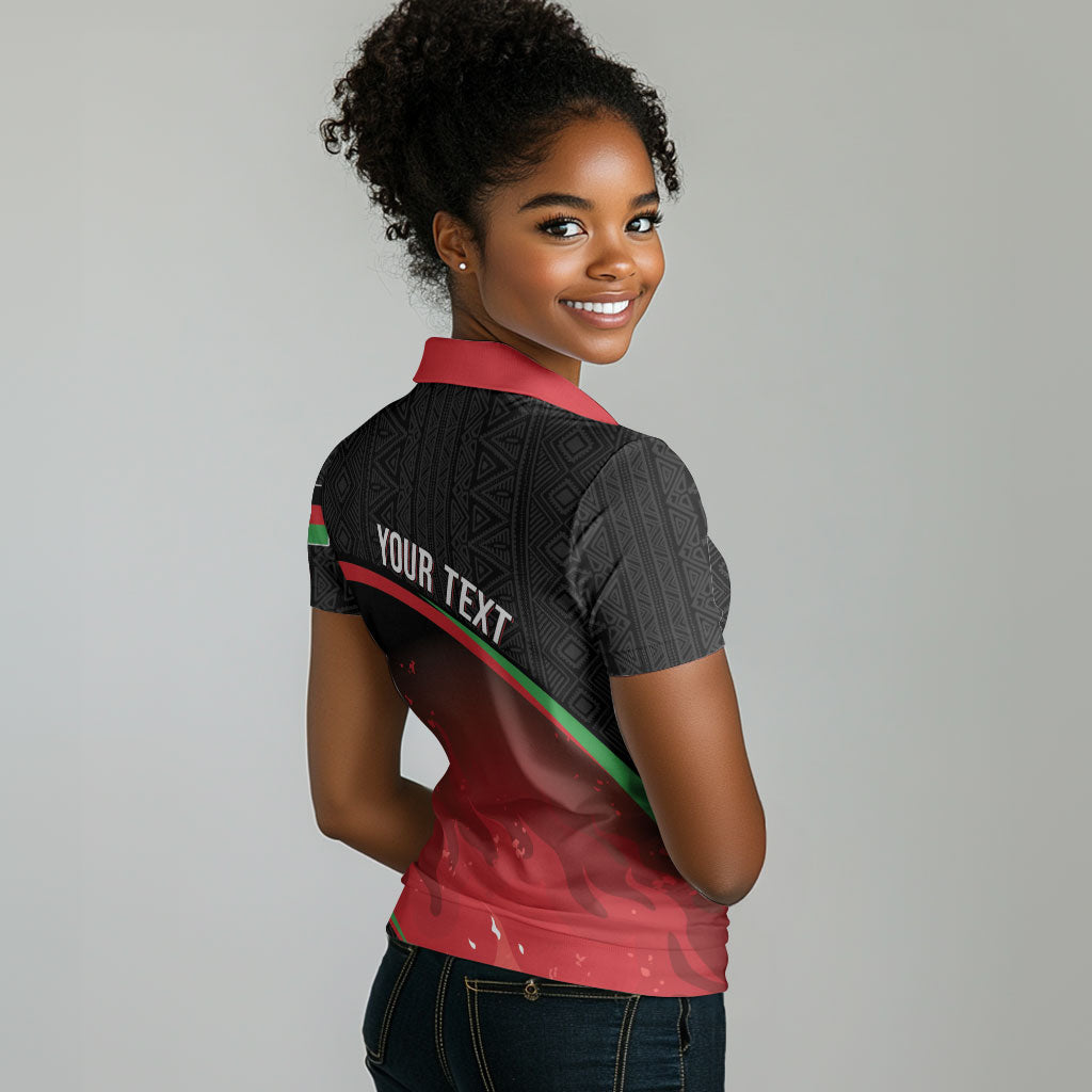 Malawi Football Personalized Blazing Fires Women Polo Shirt Scorchers Fighting