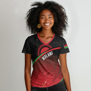 Malawi Football Personalized Blazing Fires Women V-Neck T-Shirt Scorchers Fighting