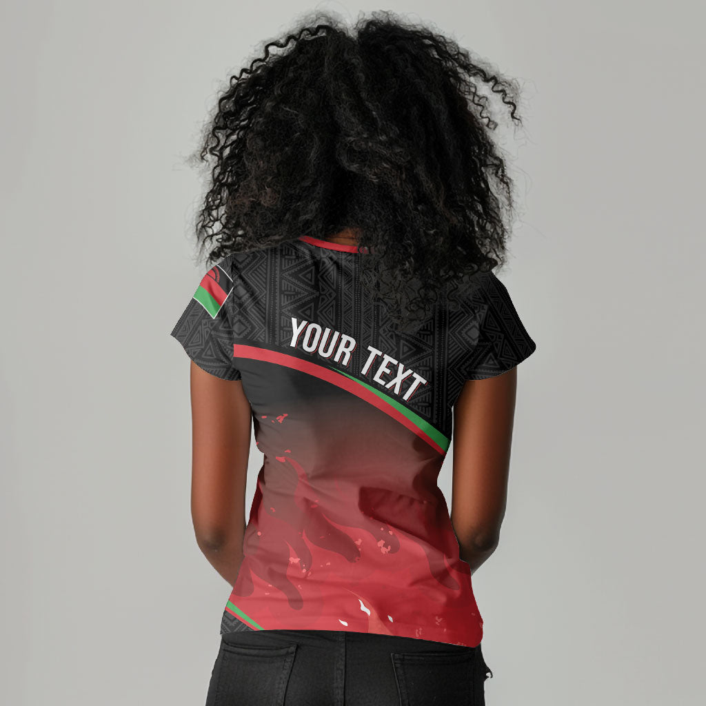 Malawi Football Personalized Blazing Fires Women V-Neck T-Shirt Scorchers Fighting