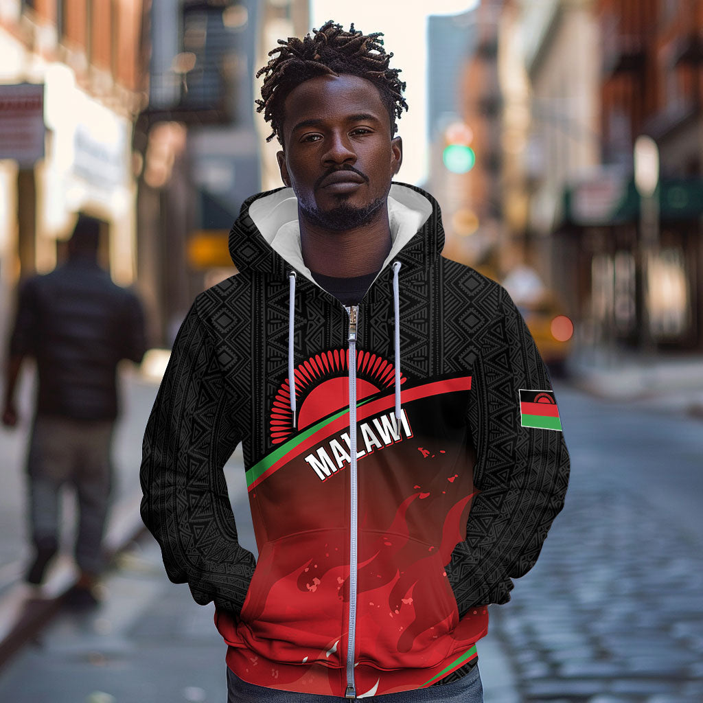 Malawi Football Personalized Blazing Fires Zip Hoodie Scorchers Fighting